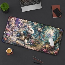 White Rabbit Desk Mat | Alice-in-Wonderland Mousepad picture