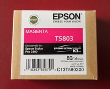 07-2012 New In Box Genuine Epson Pro 3800 Magenta 80ml K3 Ink T5803 T580300 picture