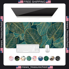Large Green Tropical Leaves Desk Mat, XXL Gaming Mousepad, 35.4 x 15.7 inches picture