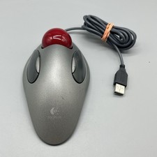 Logitech Trackman USB Red Marble Trackball Mouse T-BC21 picture