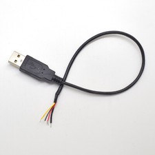 1pc 30cm/1ft USB 2.0 Male Plug 4 Wire Shield DIY Pigtail Cable Black picture