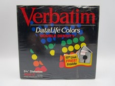 NEW VERBATIM DATADLIFE COLORS DOUBLE DENSITY 5¼” MD2-D DISKETTES 10PC picture