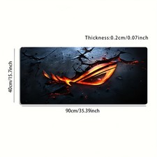 A Large Gaming Mouse Pad Featuring a Cracked Flame Background with an Orange-R picture
