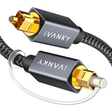 iVANKY Optical Audio Cable, 10ft Toslink Fiber Optic 10 ft, Grey picture