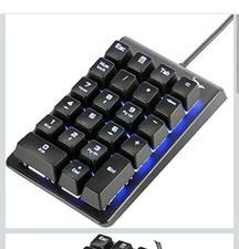 Mechanical USB Numeric Keypad 21-Key Numpad Backlit Blue Switch PC Laptop - US picture