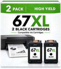 2PK 67XL Ink Cartridge Black For HP ink 67 DeskJet 2700 2755 4155 Envy 6055 6455 picture