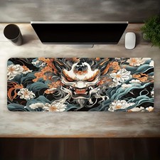 1pc Large Size Esports Gaming Mouse Pad, Japanese Demon Face Floral Decoration picture