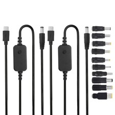 2Pcs 1.18m/3.9ft 5V 9V 12V 15V 20V USB C to DC PD Adapter with 10 Connector Tips picture