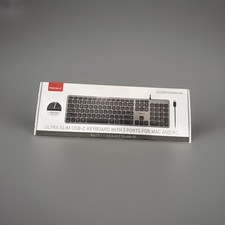 NEW Macally UCZKEYHUBACSG USB-C Keyboard w/ 3-Port Hub Mac PC Space Gray picture