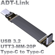 ADT-Link Usb3.2 Flat Soft Extension Cable C Male Type-c Thin Short ADT Gen2x2 picture