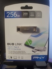 PNY 256GB Duo Link USB-C / USB-A Flash Drive/ 200 MG READ/USB 3.2 DUAL DRIVE NEW picture