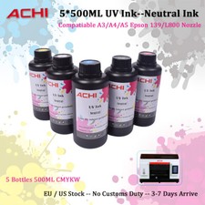 500ml UV Ink For ACHI A3 A4 A5 UV Printer Epson R1390 L800 Nozzle 5 Bottle CMYKW picture