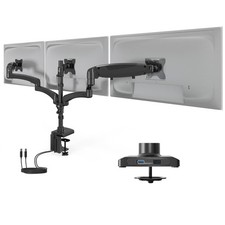 Mount-It Triple Monitor Desk Stand, USB-A & C, Black picture