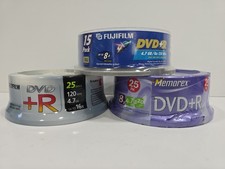 65  DVD+R Blank Media Disc NEW SEALED SPINDLES 65 Discs Total FUGIFILM MEMOREX. picture