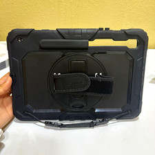 SEYMAC Rugged Tablet Case Black Heavy Duty Shockproof Cover Hand Strap Kickstand picture