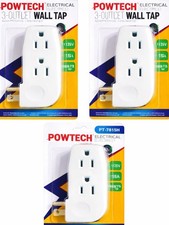 3 Pack 3-Outlet Wall Tap Adapter Grounded 125V 15A 1875W Power Splitter Plug picture