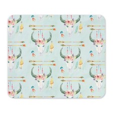 CafePress BOHO Bohemian Cow Skull Arrow Feathers W Mousepad  (26006433) picture