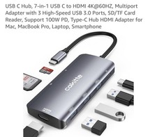 USB C Hub, 7-in-1 USB C to HDMI 4K@60HZ, Multiport Adapter with 3 High-Speed ... picture