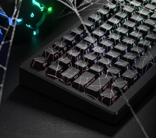 Black Spider Web Shine Through Side Printed Keycap Set Fits 100/75/65/60% picture