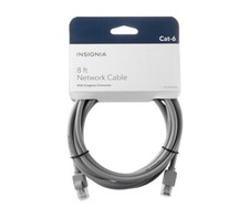 LOT OF 4 Packs - Insignia 8 Ft Cat-6, 10 Gbps Ethernet Network Cable Gray picture