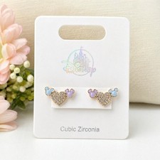 Disney Mickey & Minnie Mouse Cubic Zirconia Fashion Stud Earrings Heart Design picture
