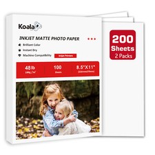 200 Sheets Koala Premium Matte Photo Paper 8.5x11 48lb Inkjet Printer 180g 10Mil picture