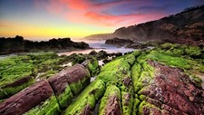 Landscape sunset horizon stones nature mountains sea sky Custom Gaming Mat Desk picture