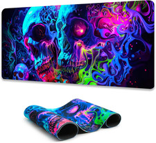 Horror Skull Mouse Pad 31.5 x 11.8 Waterproof Neon Non-Slip Desk Mat picture