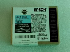 12-2023 Opened Bag Never Used Genuine Epson T5805 Light Cyan 80ml Ink 3800/3880 picture
