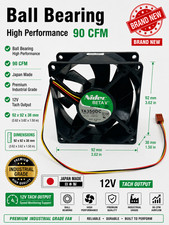 Nidec Premium 92x92x38mm 12V Ball Bearing High Performance Cooling Fan 3-Wire picture