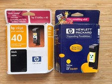 TWO Genuine HP 40 51640 Cartridges: Black, Yellow. picture