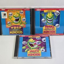 MECC Munchers Deluxe PC Mac CD-ROM Lot - Math Word Trivia - EX/NM Discs Vintage picture