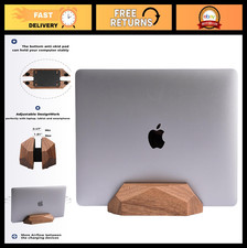 Adjustable Vertical Laptop Stand - Wooden MacBook Holder, Fits All Laptops, Desk picture