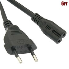 6FT Figure 8 C7 to EU Plug 2-Pin Power Cable Cord Adapter PC Laptop 18 AWG Black picture