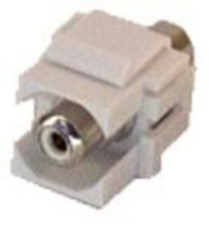 White RCA Keystone Jack/Coupler Female~F Audio/Video Flush Adapter {W picture
