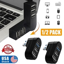 1/2x 3-Port USB Hub [90°/180° Degree Rotatable] USB Splitter Expander Multiport picture