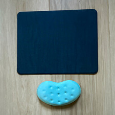 Black Plain Mouse Pad with Blue Gel Wrist Rest, Wrist Support Pad Design picture
