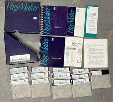 Aldus PageMaker 1.0 PC AT 1986 Boxed Set with 13 Floppy Disks Manuals Inserts picture