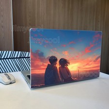 2Pieces Pink Sunset Couple Vinyl Laptop Sticker Self-adhesive Case for HP Lenovo picture