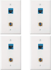 4 Pack Ethernet Coax Wall Plates, Cat6 Coax Wall Plate with Ethernet Port and Go picture