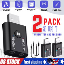 Bluetooth 5.0 2in1 Transmitter Receiver Car Wireless Audio Adapter USB 3.5mm Aux picture