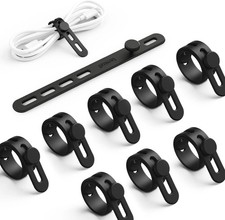10Pack Silicone Cable Ties Cord Organizer - Reusable Wire Management Wrap picture