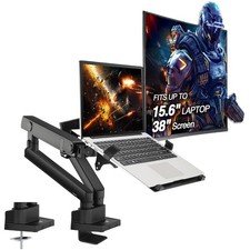 Space-Saving Laptop & Monitor Mount for 17-38” Dual Screen Setup - Black Finish picture