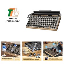 Retro Typewriter Wireless Mechanical Gaming Keyboard, Bluetooth 5.0 Office Co... picture