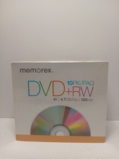 Memorex Rewritable DVD-RW ~ 4X 4.7GB/GO 120 Min ~ 10 PK/PAQ ~ New Sealed picture