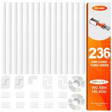 Delamu 236in Cord Hider, Single-Wire Cord Covers for Wires on Wall, Paintable Sn picture