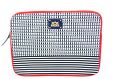 Juicy Couture WHITE RED BLUE COTTON CANVAS ZIP PADDED LAPTOP SLEEVE CASE picture