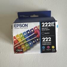 Epson 222 Genuine Ink Cartridge XL Black & Standard Color Combo Pack New Sealed picture
