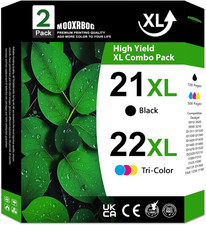 21XL 22XL Ink Cartridges (2-Pack, Black/Tri-Color) Replacement for HP 21 22 Ink picture