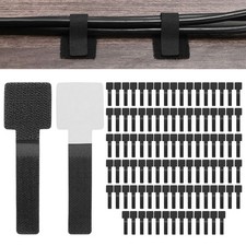 100-Pack Cable Clips, Adhesive Cord Organizers for Desk, Wire Holders [Black] picture